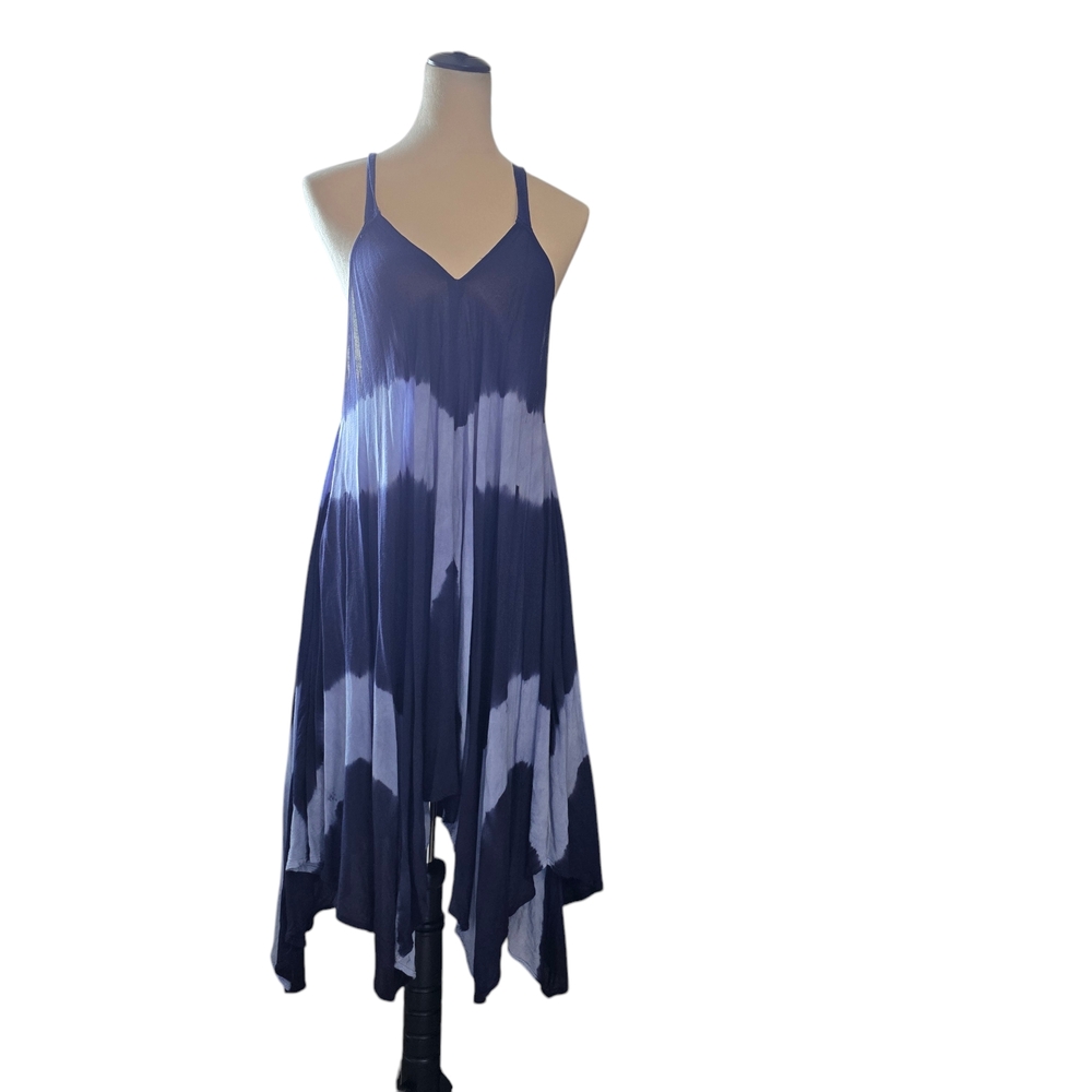 Raviya Blue High-Low Coverup with Spaghetti Straps and V-Neck